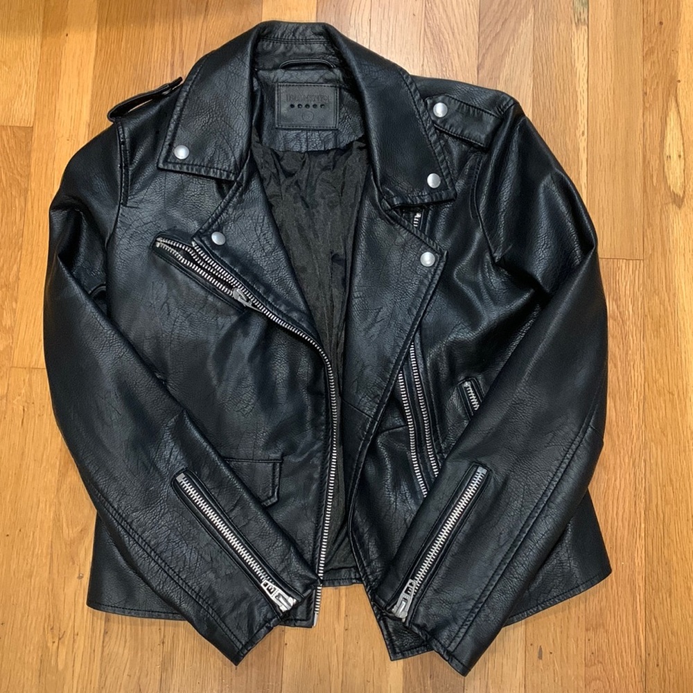 Blank NYC Faux Leather (Vegan) Moto Jacket, Size Small, Black